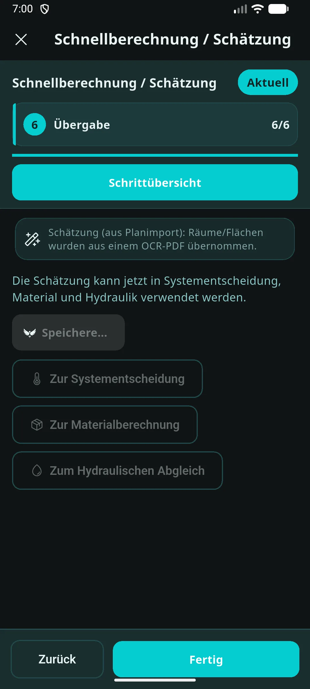Prometo Schnellberechnung mit Übergabe in weitere Module der App