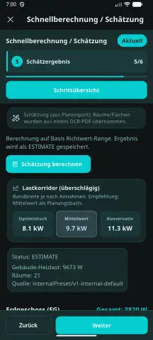 Schnellschätzung der Heizlast in Prometo